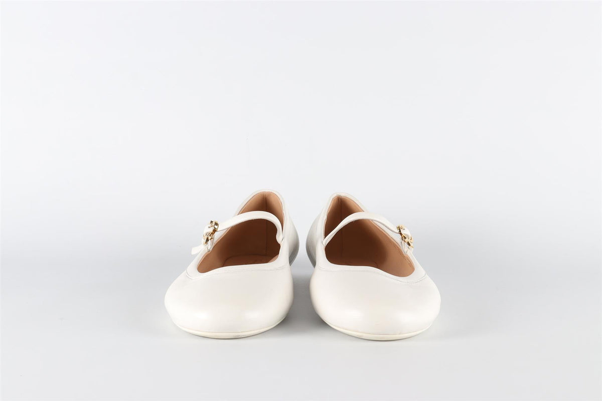 GIANVITO ROSSI WHITE LEATHER BALLET FLATS EU 38 UK 5 US 8