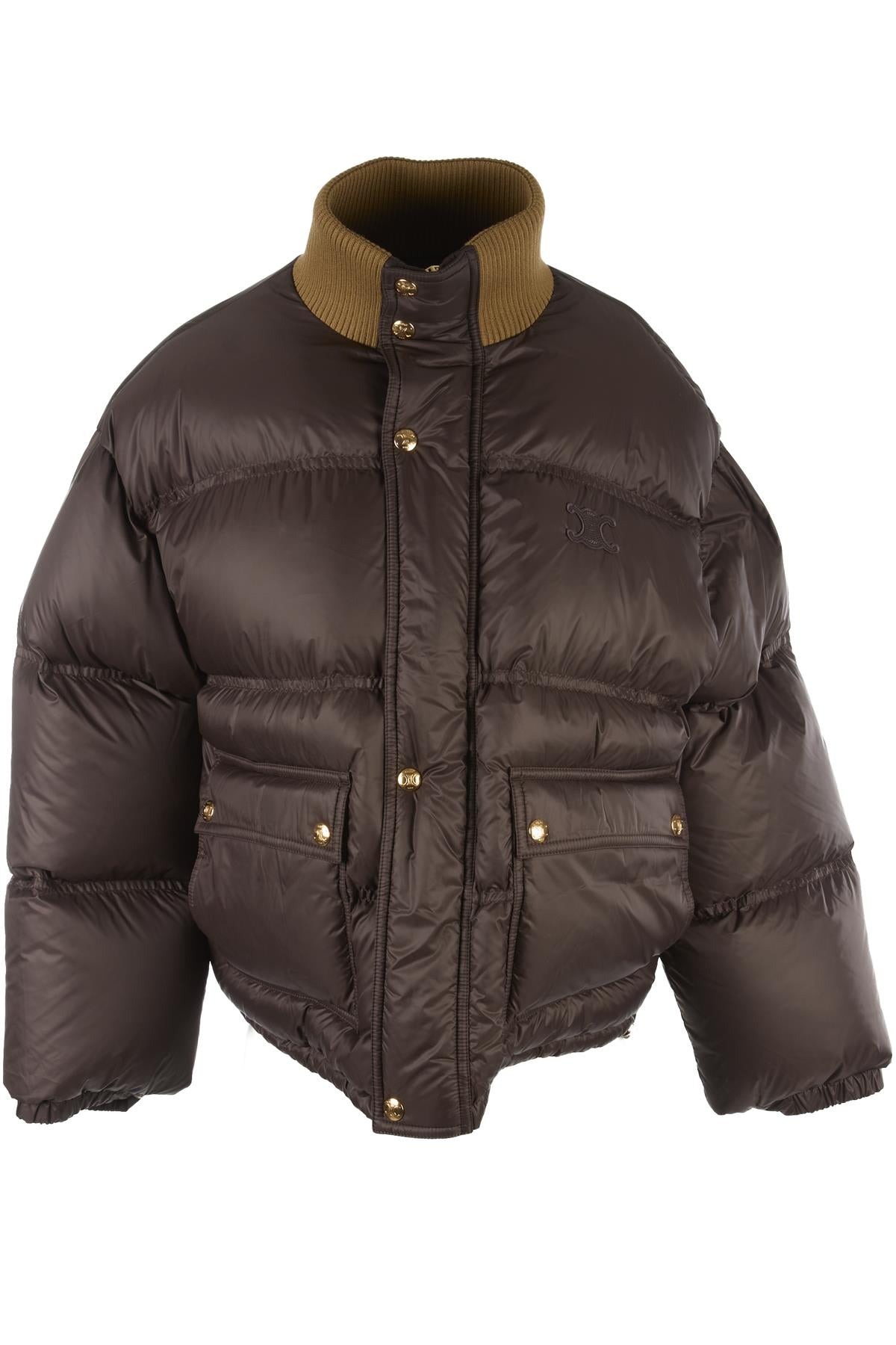 CELINE BROWN PADDED DOWN JACKET FR 42 UK 14