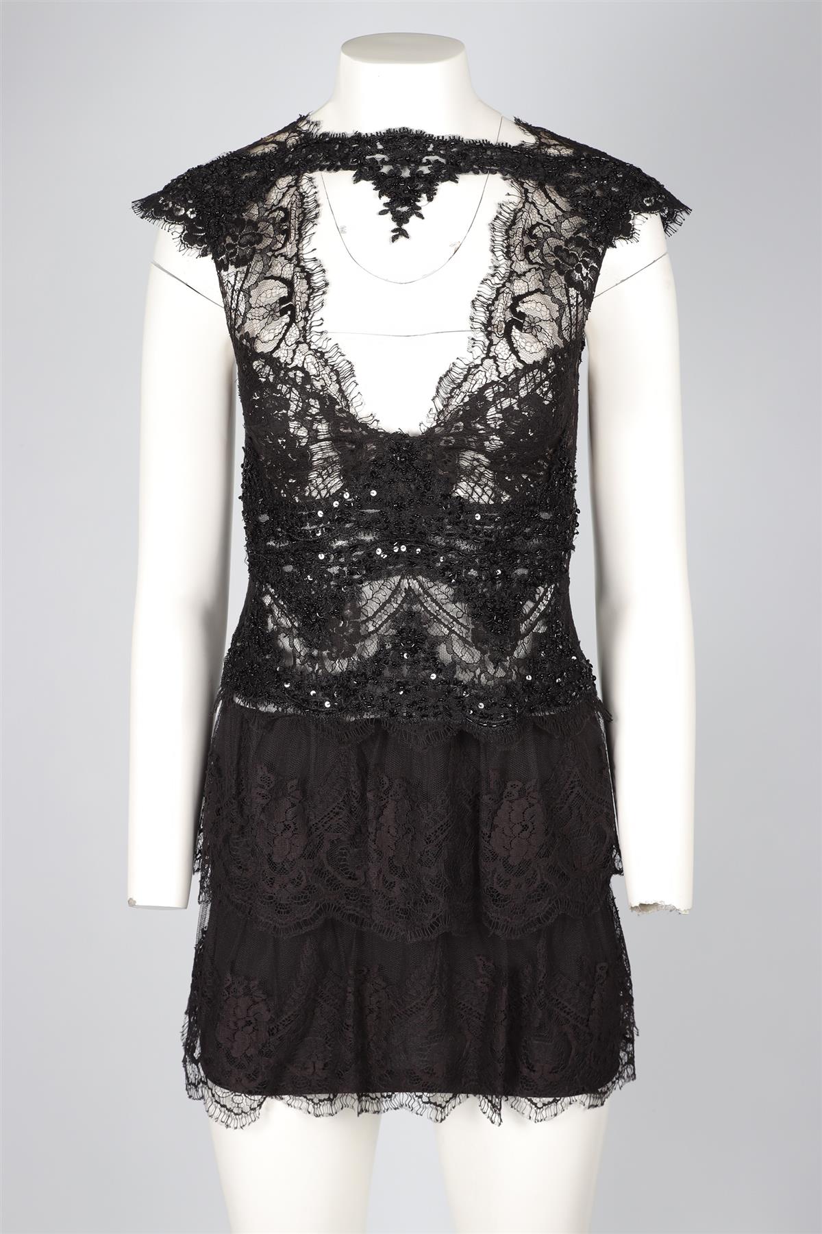 RAQUEL DINIZ BLACK LACE MINI DRESS IT 40 UK 8