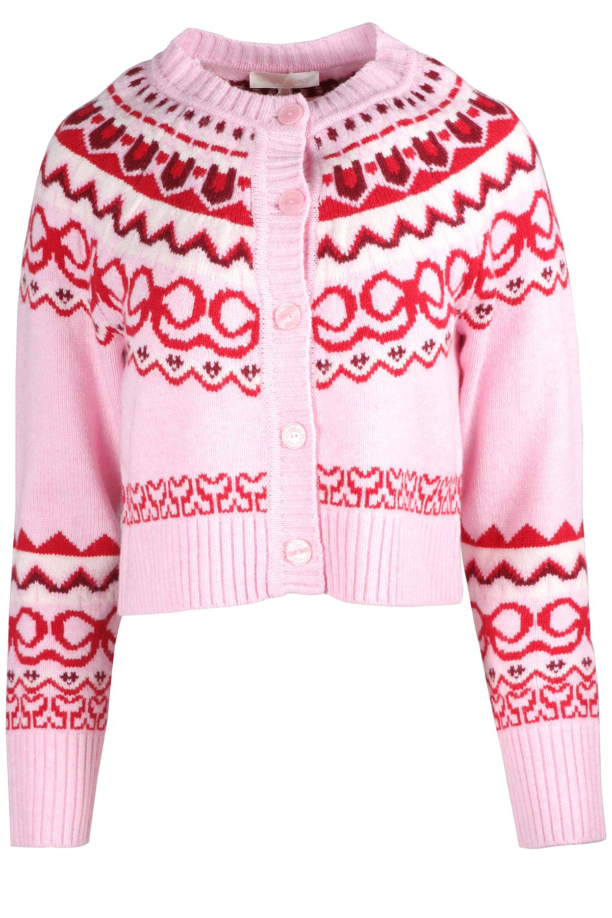 LOVESHACKFANCY PINK WOOL CARDIGAN SMALL
