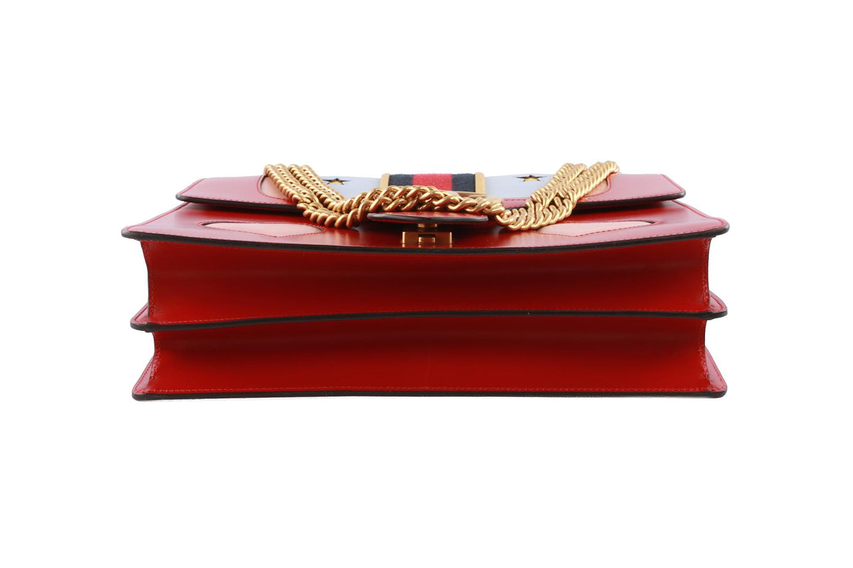 GUCCI RED MARMONT MEDIUM GG LEATHER SHOULDER BAG