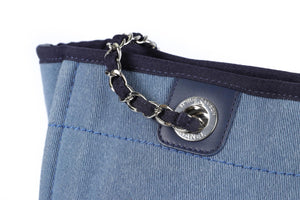CHANEL BLUE 2017 DEAUVILLE SMALL CANVAS TOTE BAG