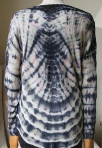 RAQUEL ALLEGRA DISTRESSED TIE DYED MERINO WOOL AND CASHMERE BLEND SWEATER UK 8