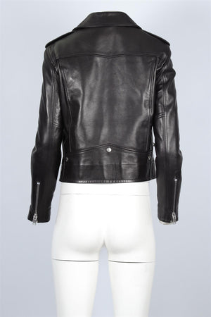 Saint Laurent Black Leather Biker Jacket FR 44 UK 16