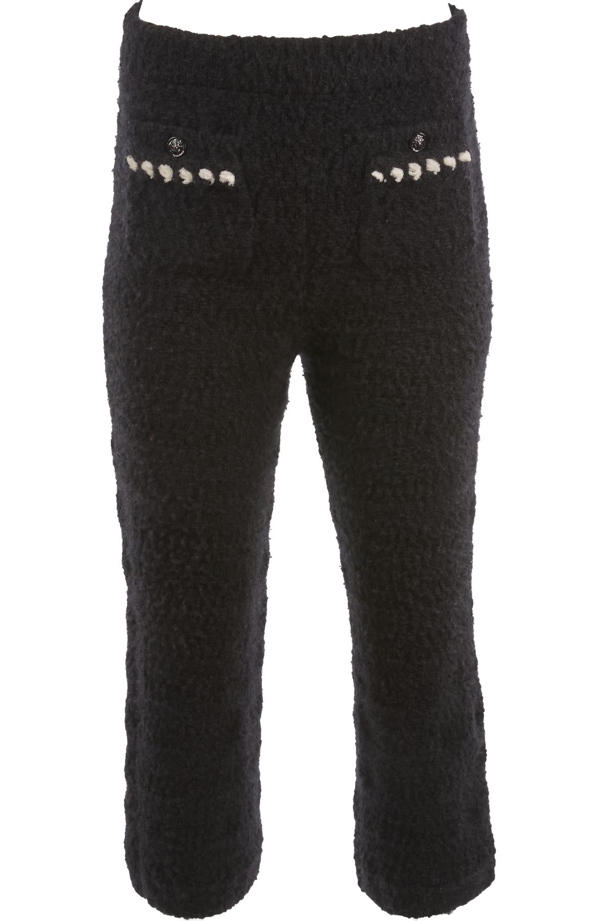 CHANEL BLACK 2022 CASHMERE STRAIGHT LEG PANTS FR 36 UK 8