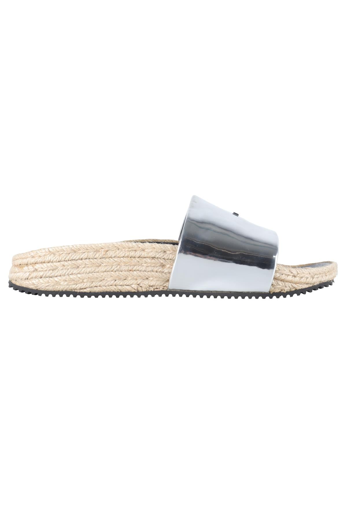ALEXANDER WANG SILVER LEATHER SLIDES EU 36.5 UK 3.5 US 6.5