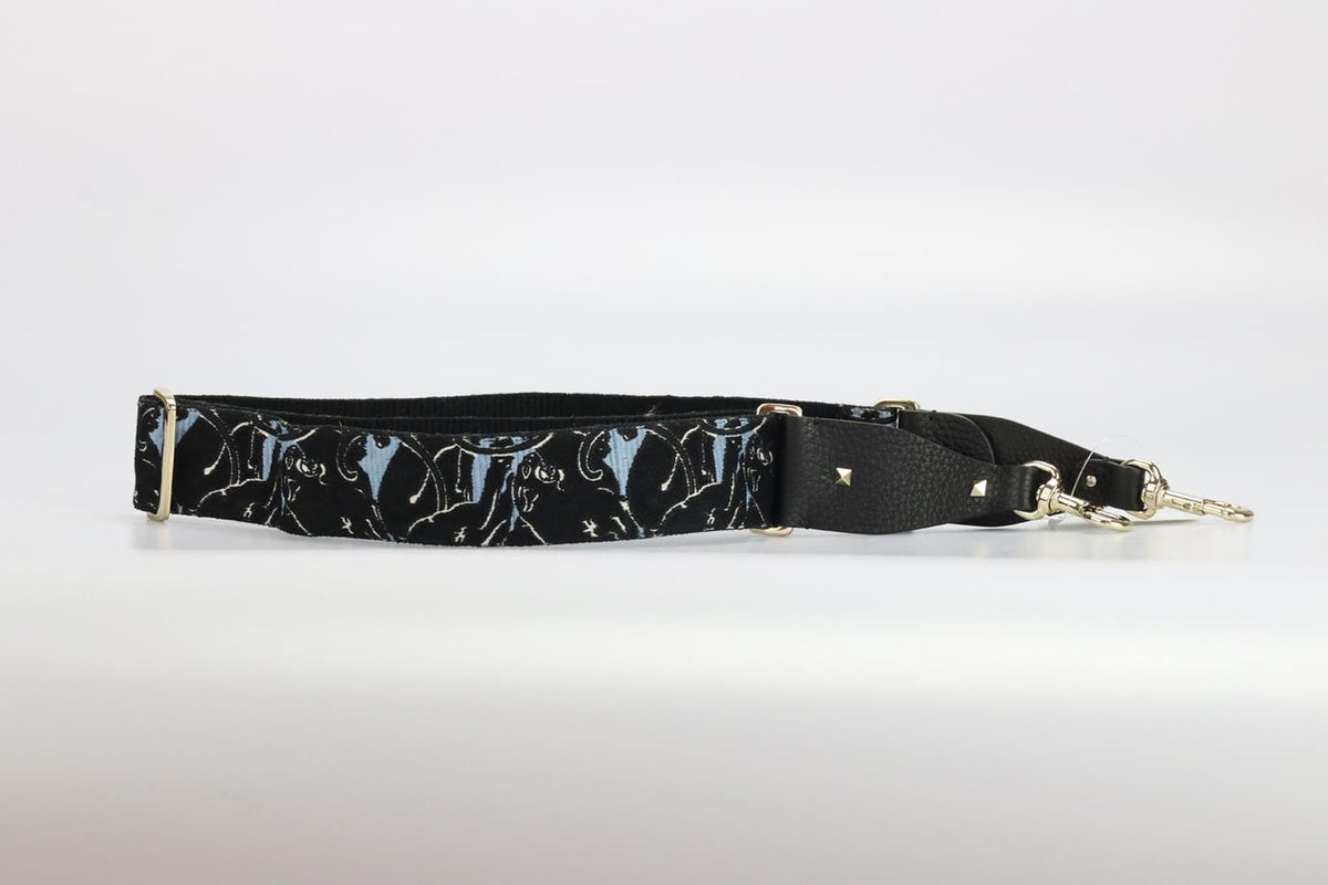 VALENTINO EMBROIDERED CANVAS AND LEATHER BAG STRAP