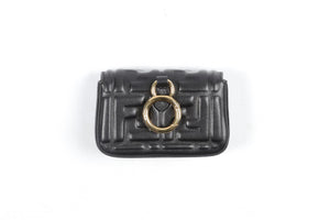 FENDI BLACK NANO BAGUETTE CHARM FF LEATHER CROSSBODY BAG