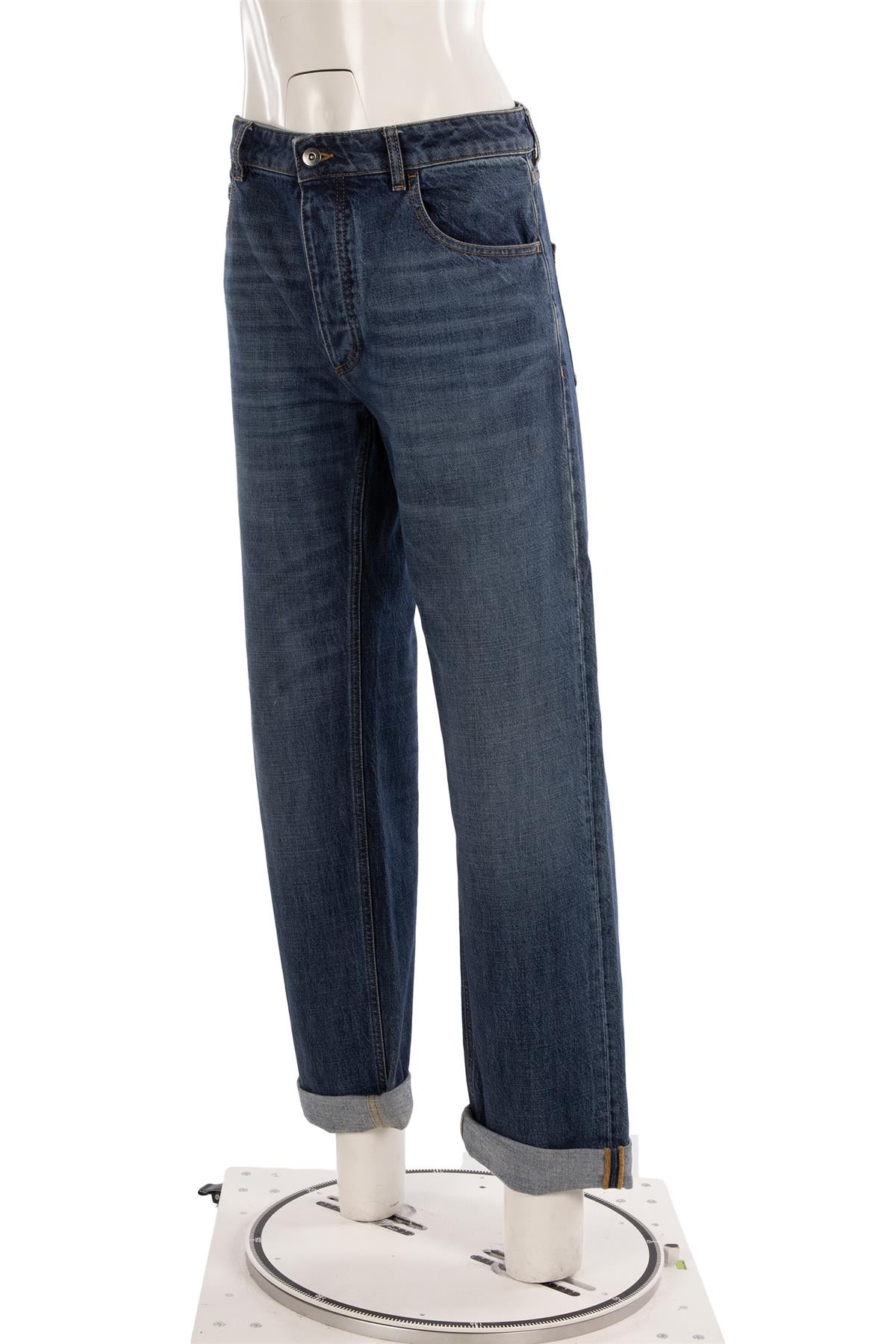 BOTTEGA VENETA BLUE HIGH RISE STRAIGHT LEG JEANS IT 40 UK 8