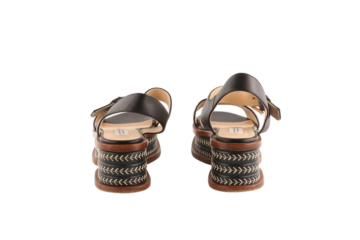 GABRIELA HEARST BLACK LEATHER PLATFORM SANDALS EU 38.5 UK 5.5 US 8.5