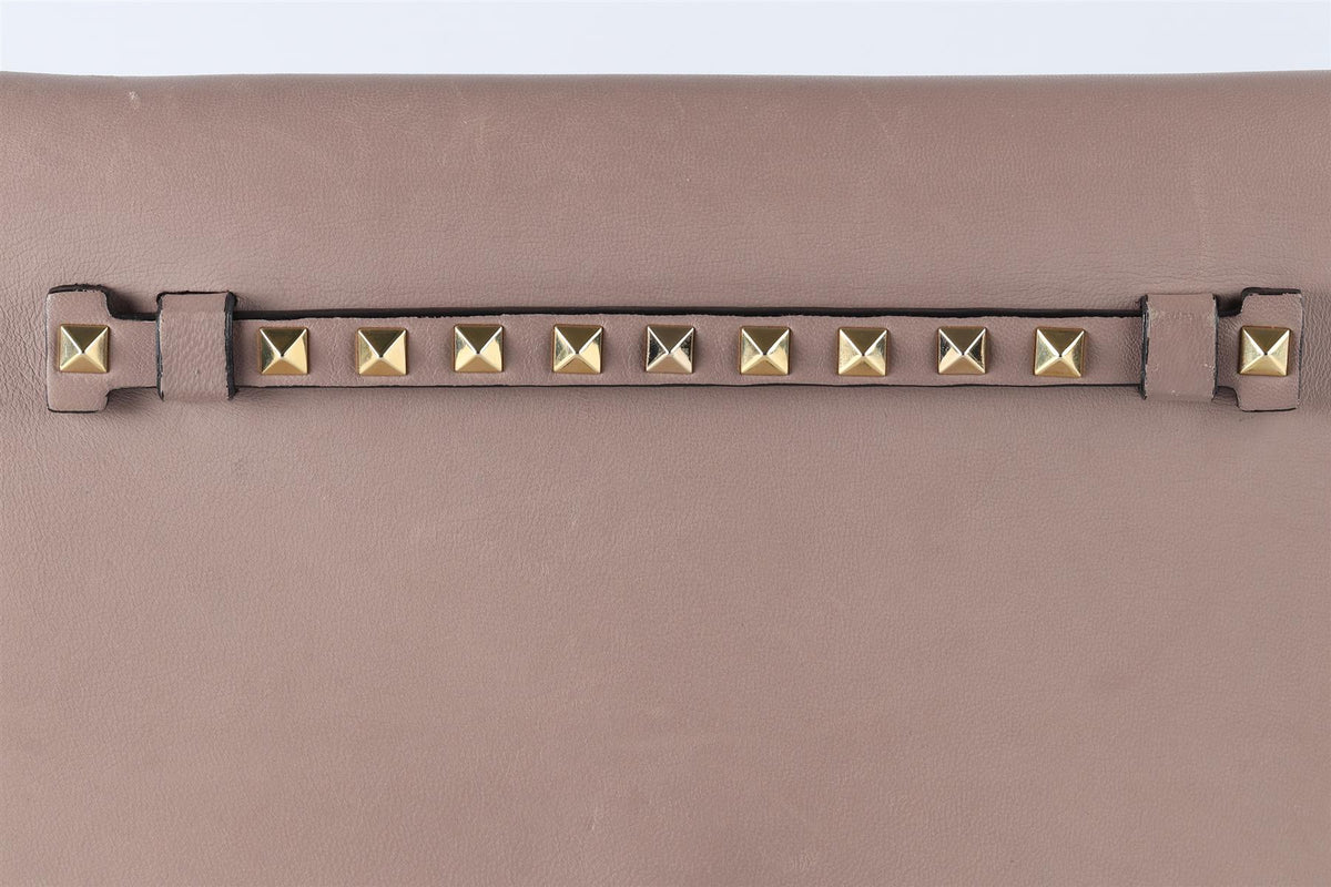 VALENTINO GARAVANI PINK ROCKSTUD LEATHER CLUTCH