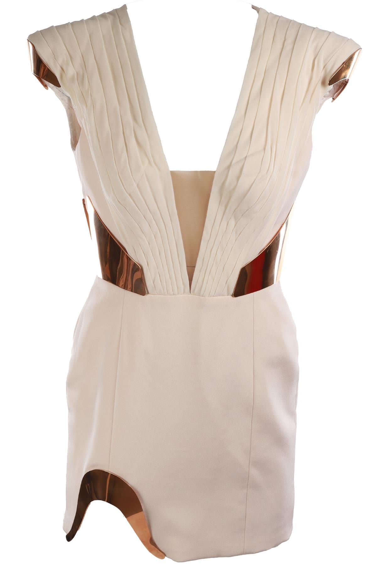 RALPH & RUSSO CREAM SILK DRESS MEDIUM