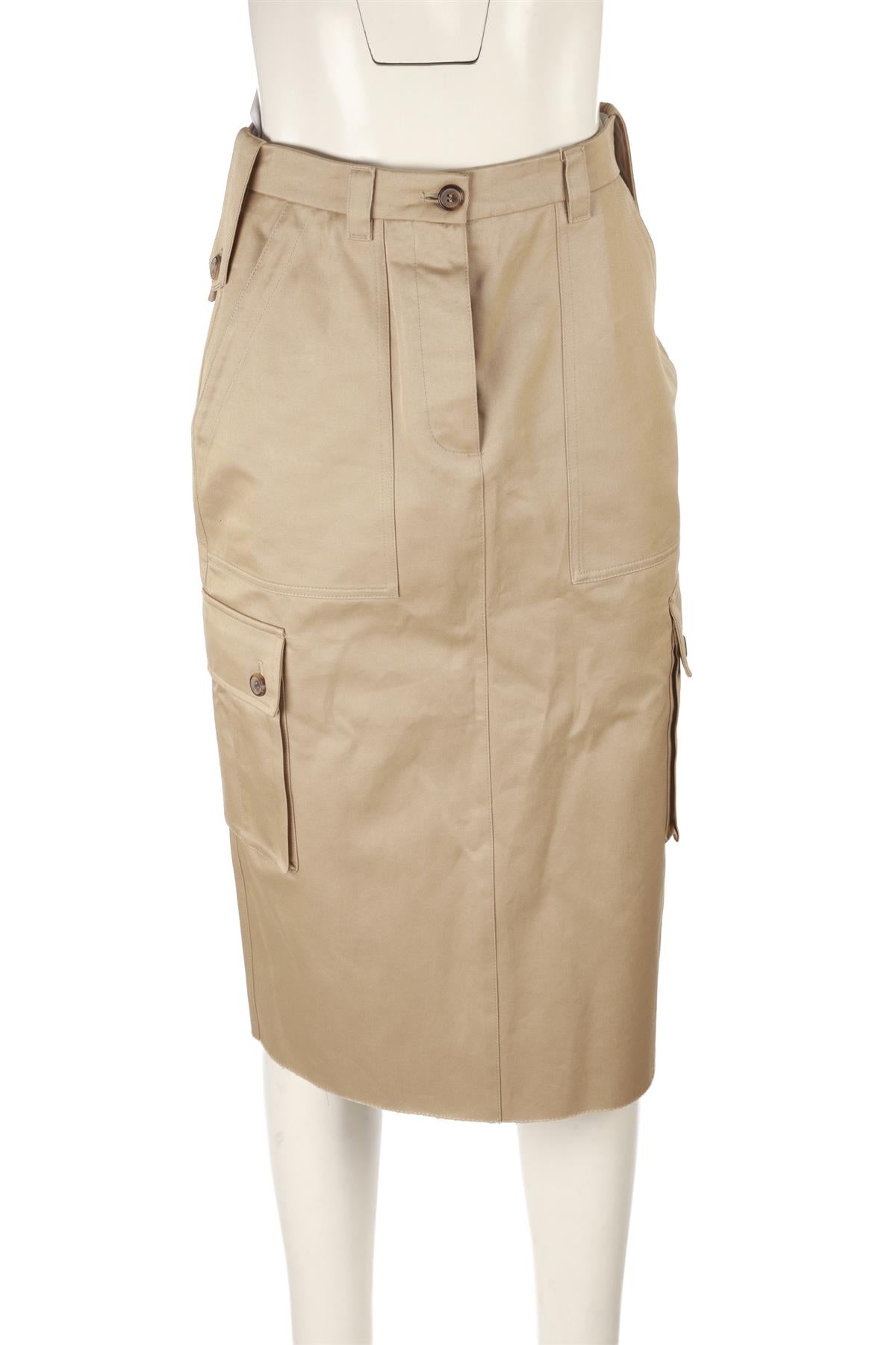 MIU MIU BEIGE COTTON MIDI SKIRT IT 40 UK 8