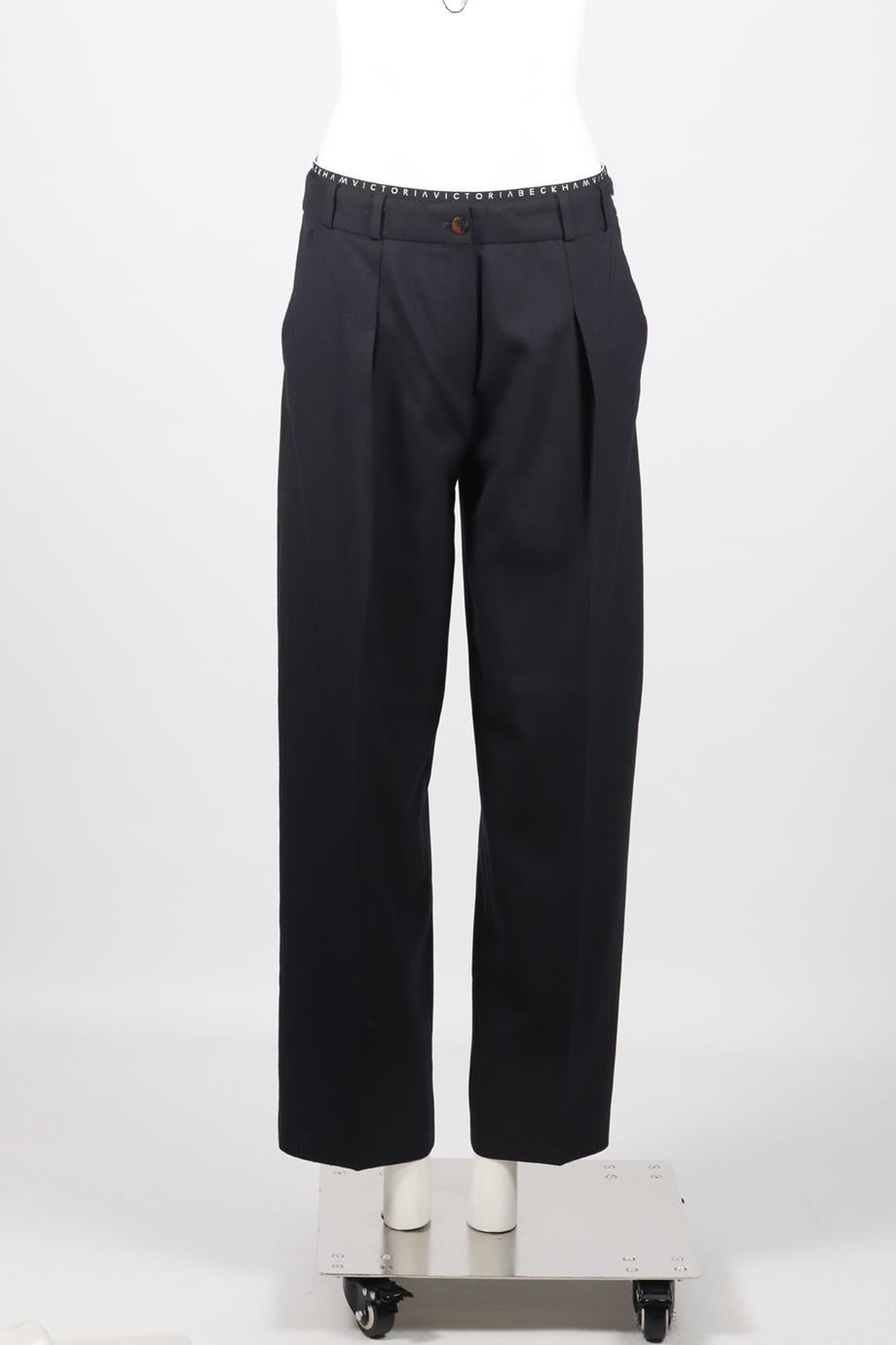 VICTORIA BECKHAM WOOL BLEND WIDE LEG PANTS UK 10