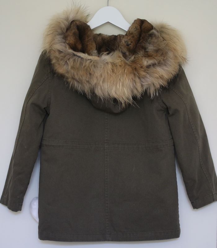 YVES SALOMON ENFANT KHAKI LINED COAT 6 YEARS