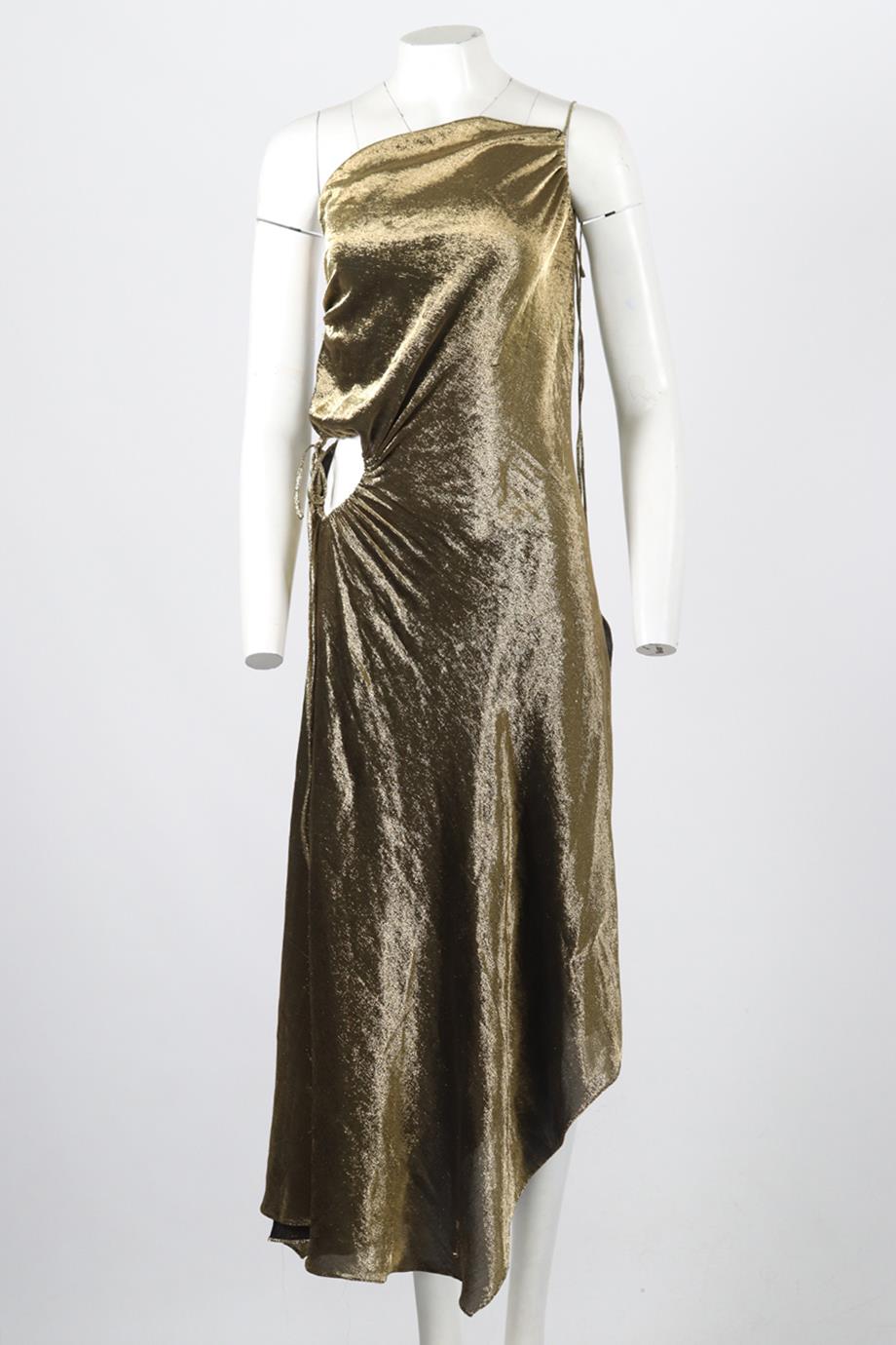 JUAN CARLOS OBANDO DRAPED SILK MAXI DRESS US 2 UK 6