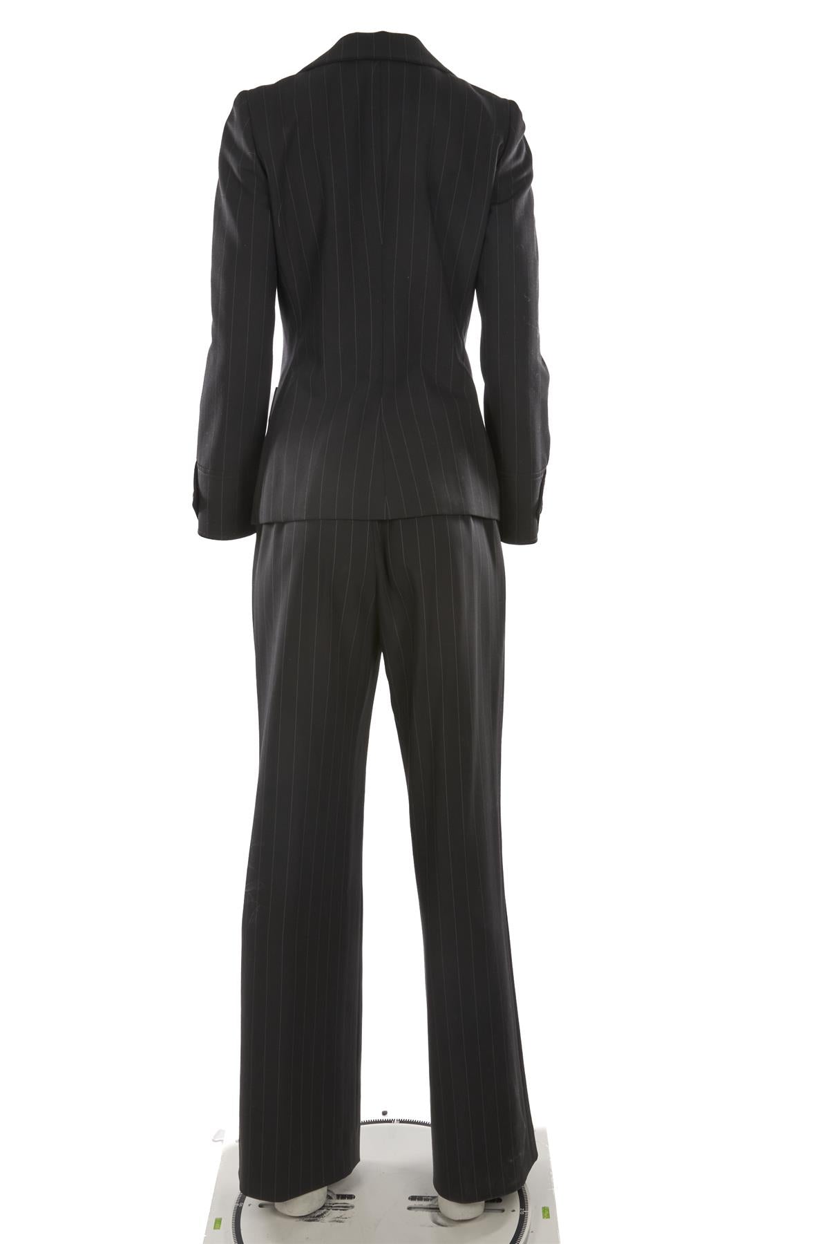 GIORGIO ARMANI BLACK VINTAGE WOOL PANT SUIT UK 8