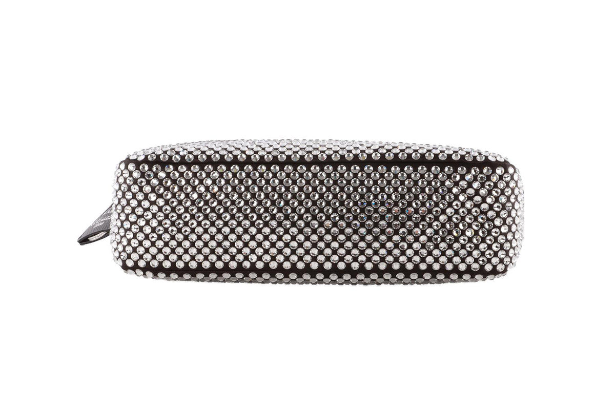 PRADA BLACK RE-EDITION 2000 CRYSTAL AND SATIN SHOULDER BAG