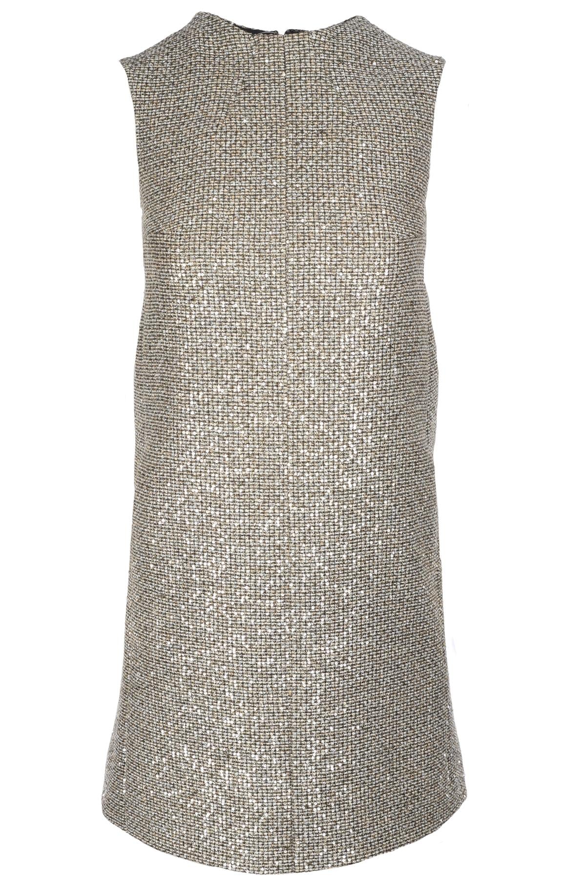 SAINT LAURENT GOLD COTTON MINI DRESS FR 34 UK 6