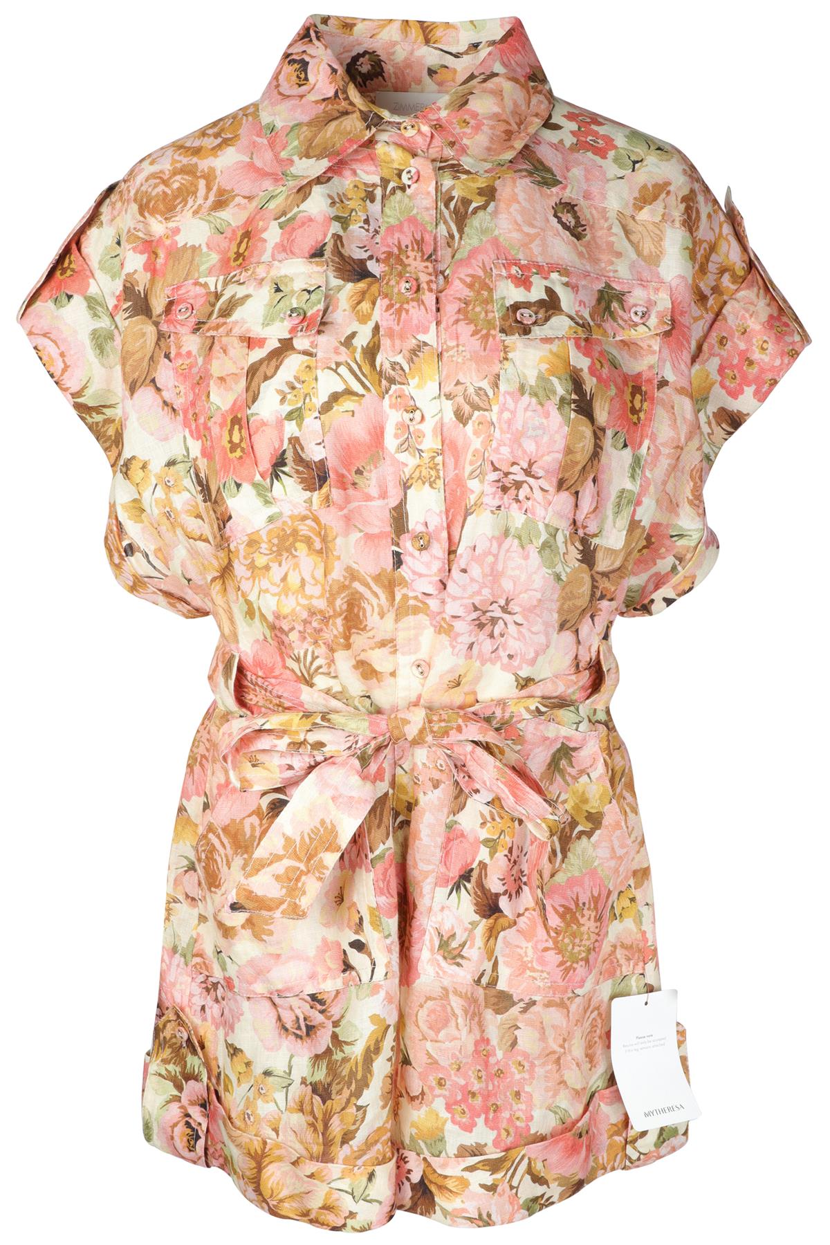 ZIMMERMANN PINK LINEN PLAYSUIT UK 14