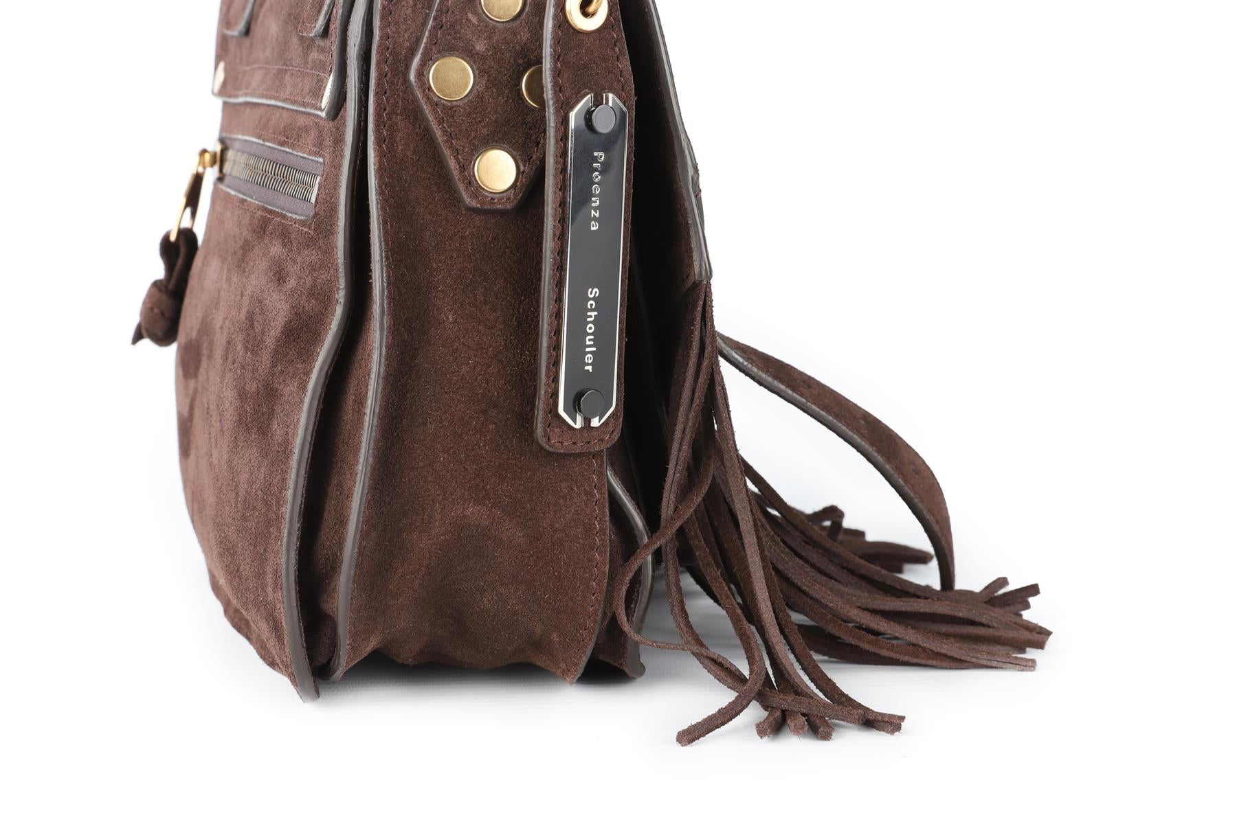 PROENZA SCHOULER BROWN PS1 SMALL SUEDE SHOULDER BAG
