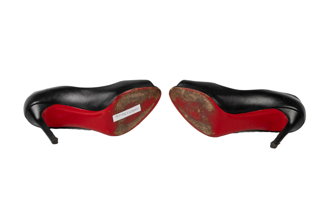 CHRISTIAN LOUBOUTIN BLACK LEATHER PUMPS EU 35.5 UK 2.5 US 5.5