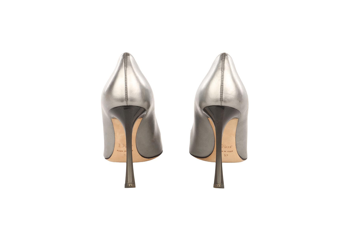 CHRISTIAN DIOR SILVER LEATHER PUMPS EU 37 UK 4