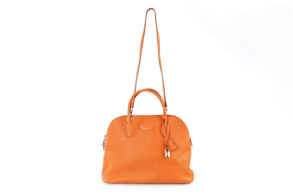 HERMÈS  ORANGE 2005 BOLIDE 35 CM CLEMENCE LEATHER TOTE BAG IN ORANGE