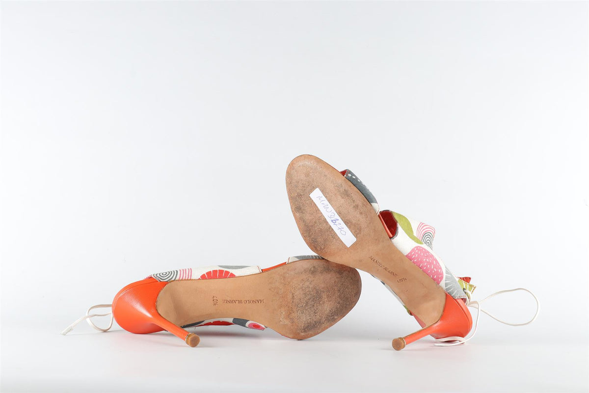 MANOLO BLAHNIK MULTI FABRIC SANDALS EU 40.5 UK 7.5 US 10.5