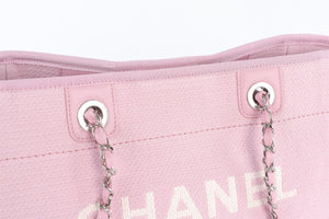 CHANEL PINK 2022 DEAUVILLE SMALL FABRIC TOTE BAG