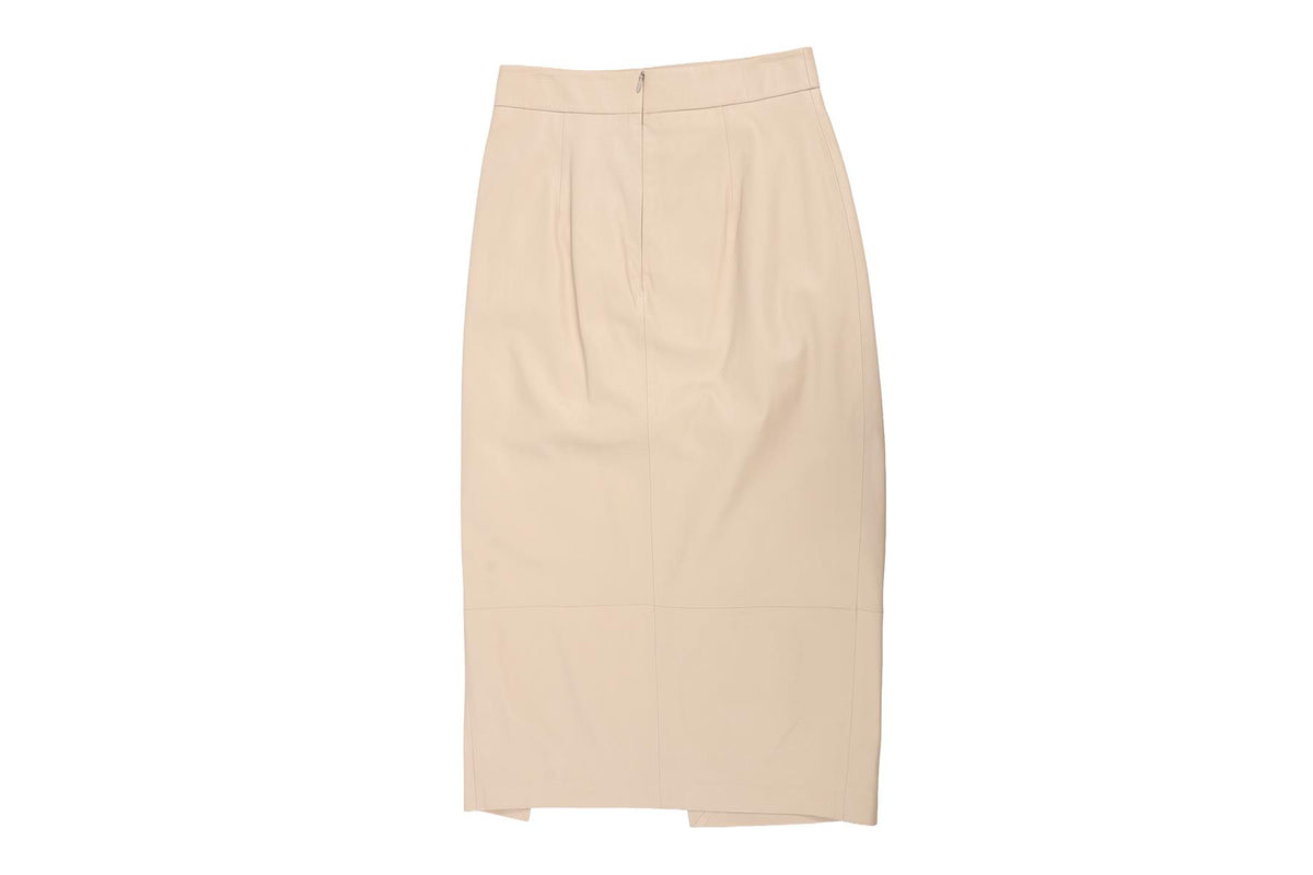 ZEYNAP ARCAY TAUPE LEATHER MIDI SKIRT FR 36 UK 8