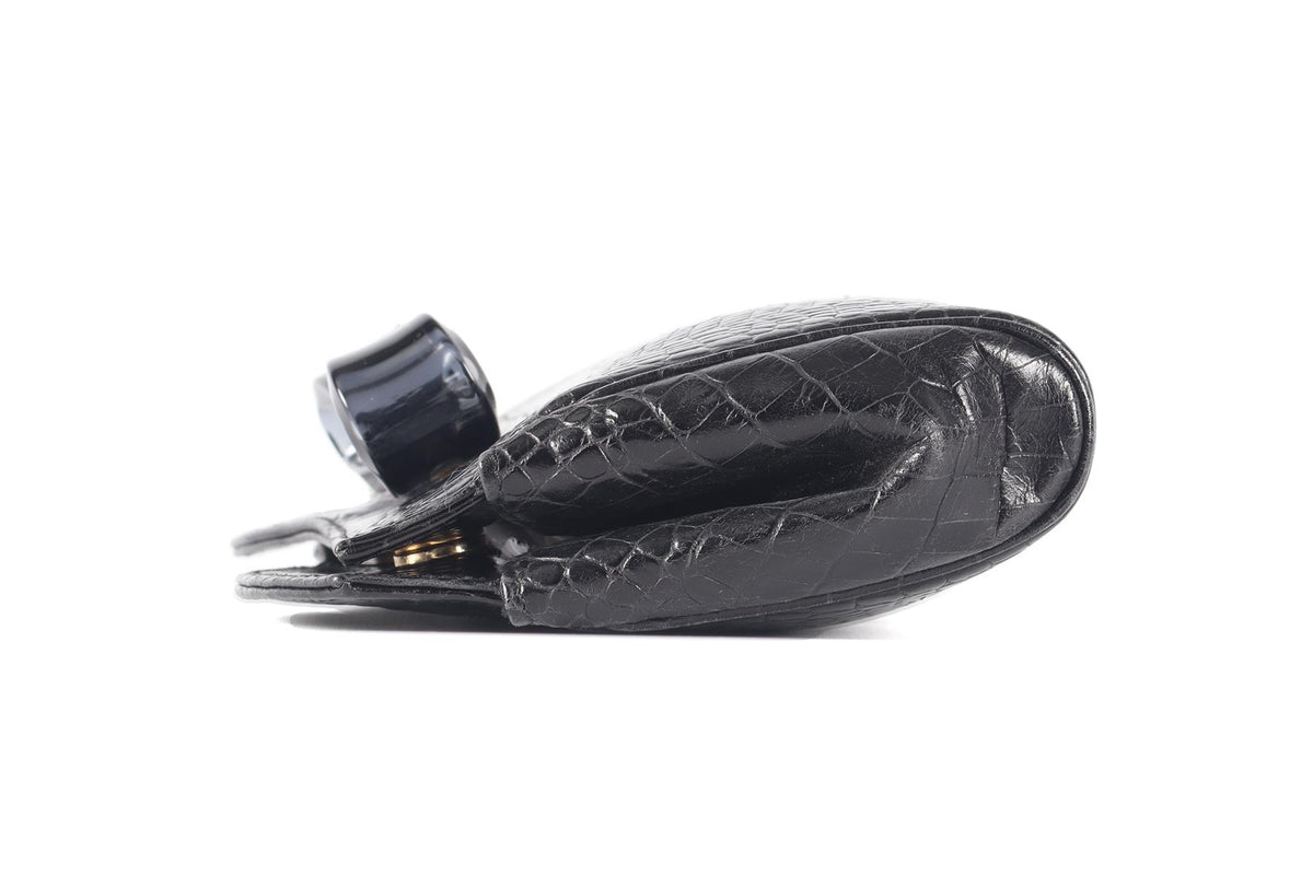 EMPORIO ARMANI BLACK LEATHER CLUTCH
