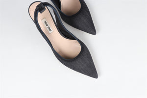 MIU MIU NAVY DENIM SLINGBACK PUMPS EU 36.5 UK 3.5 US 6.5