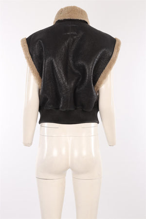 ISABEL MARANT BLACK SHEARLING GILET FR 38 UK 10