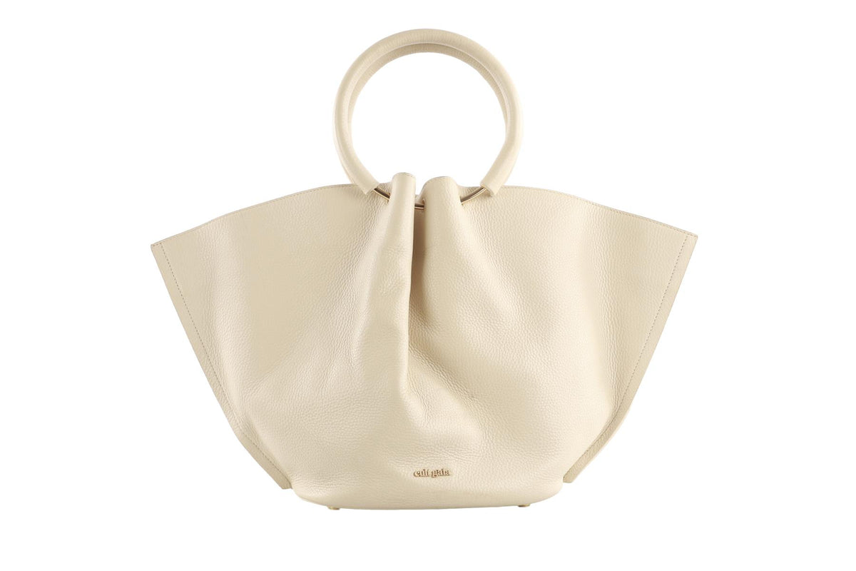 CULT GAIA CREAM VALESKA LEATHER TOTE BAG