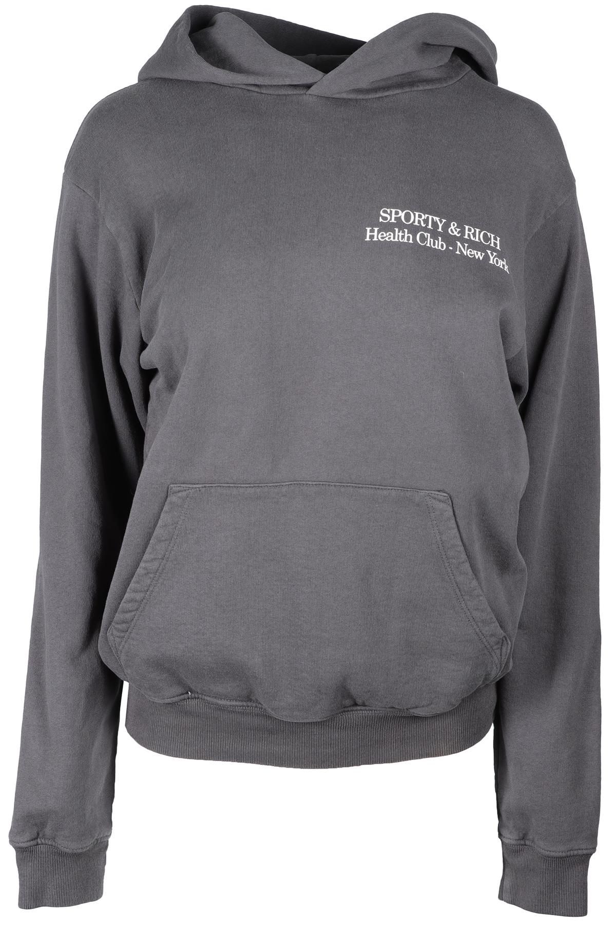 SPORTY & RICH GREY COTTON HOODIE