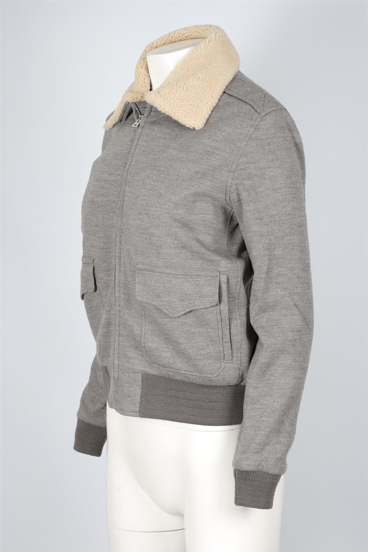RALPH LAUREN GREY SHEARLING AND WOOL JACKET MEDIUM