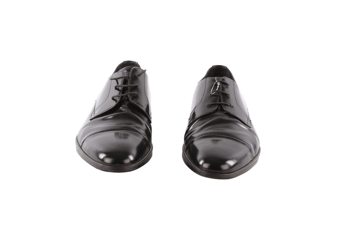 PRADA BLACK MEN'S PATENT LEATHER OXFORD SHOES EU 46 UK 12 US 13