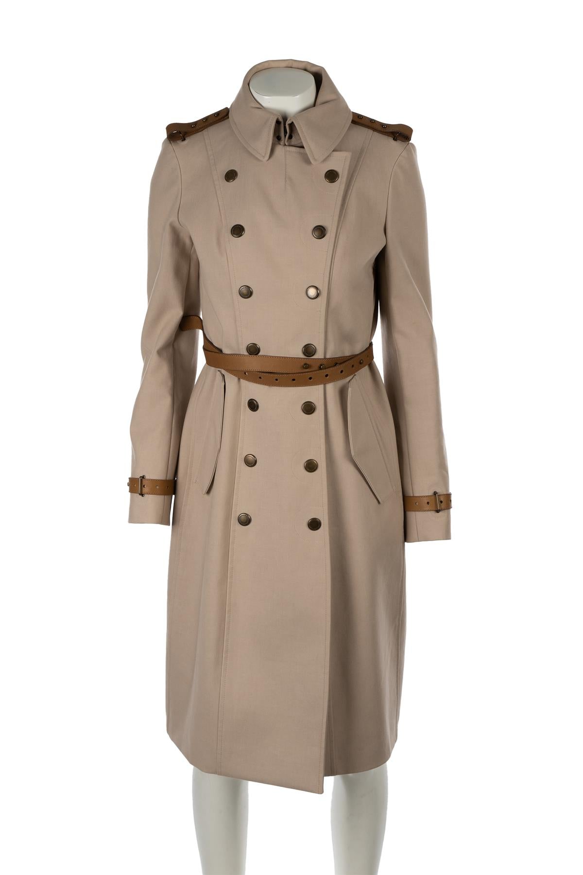BURBERRY PRORSUM TAUPE COTTON TRENCH COAT IT 40 UK 8