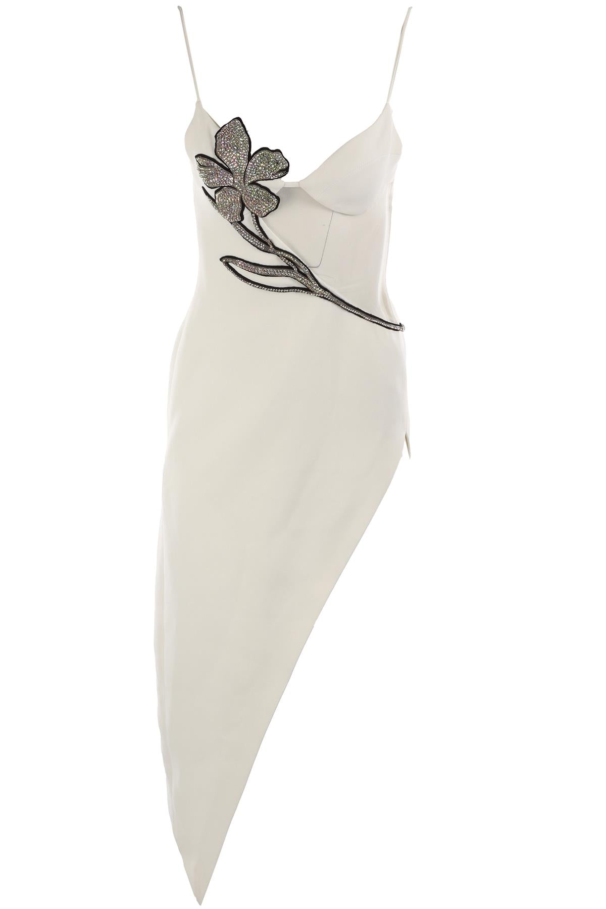 DAVID KOMA WHITE CREPE MIDI DRESS UK 8