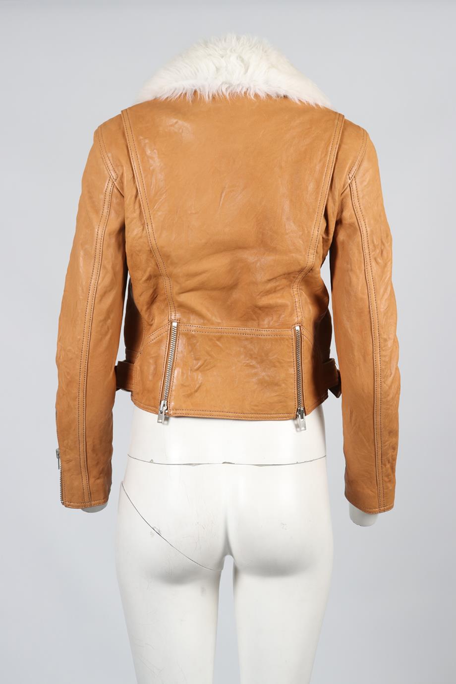 IRO SHEARLING AND LEATHER JACKET FR 36 UK 8