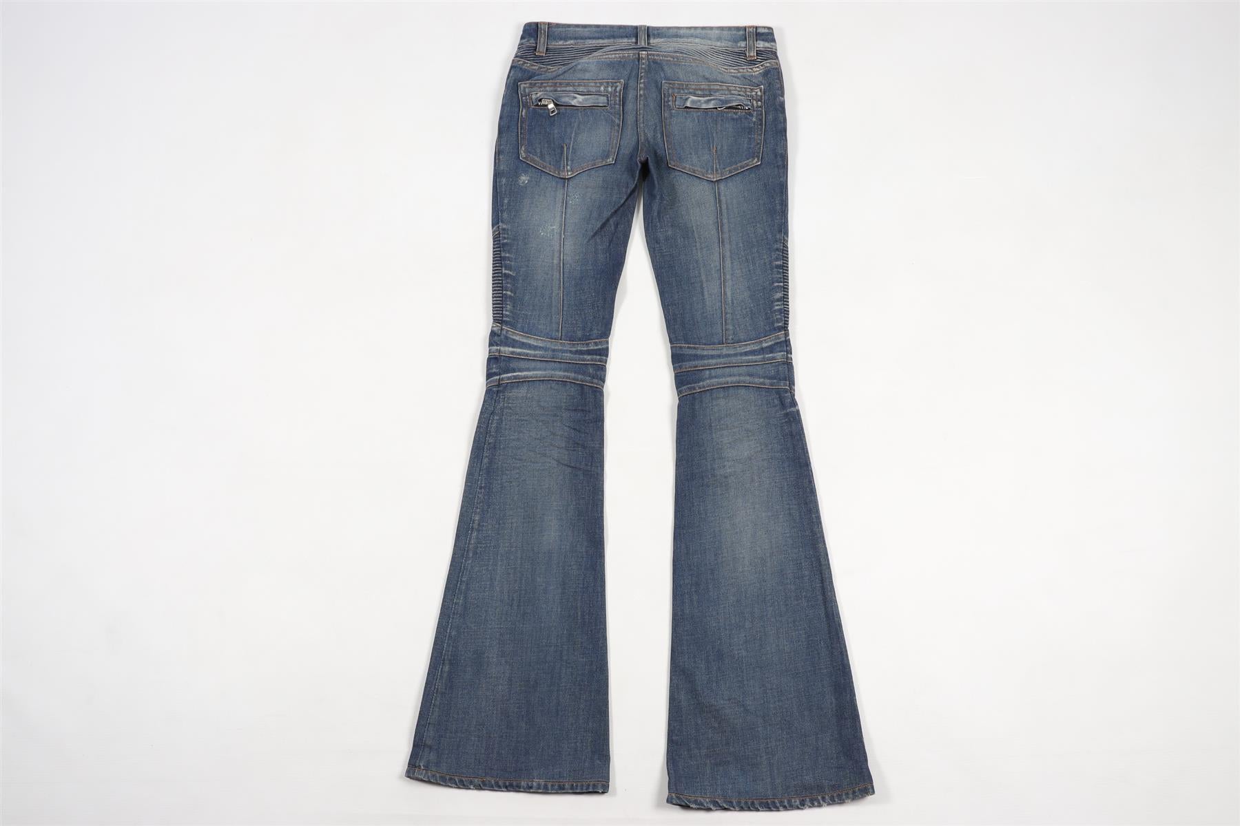 BALMAIN BLUE LOW RISE FLARED JEANS FR 34 UK 6