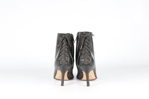 CHRISTIAN DIOR BLACK VINTAGE LEATHER ANKLE BOOTS EU 37 UK 4 US 7