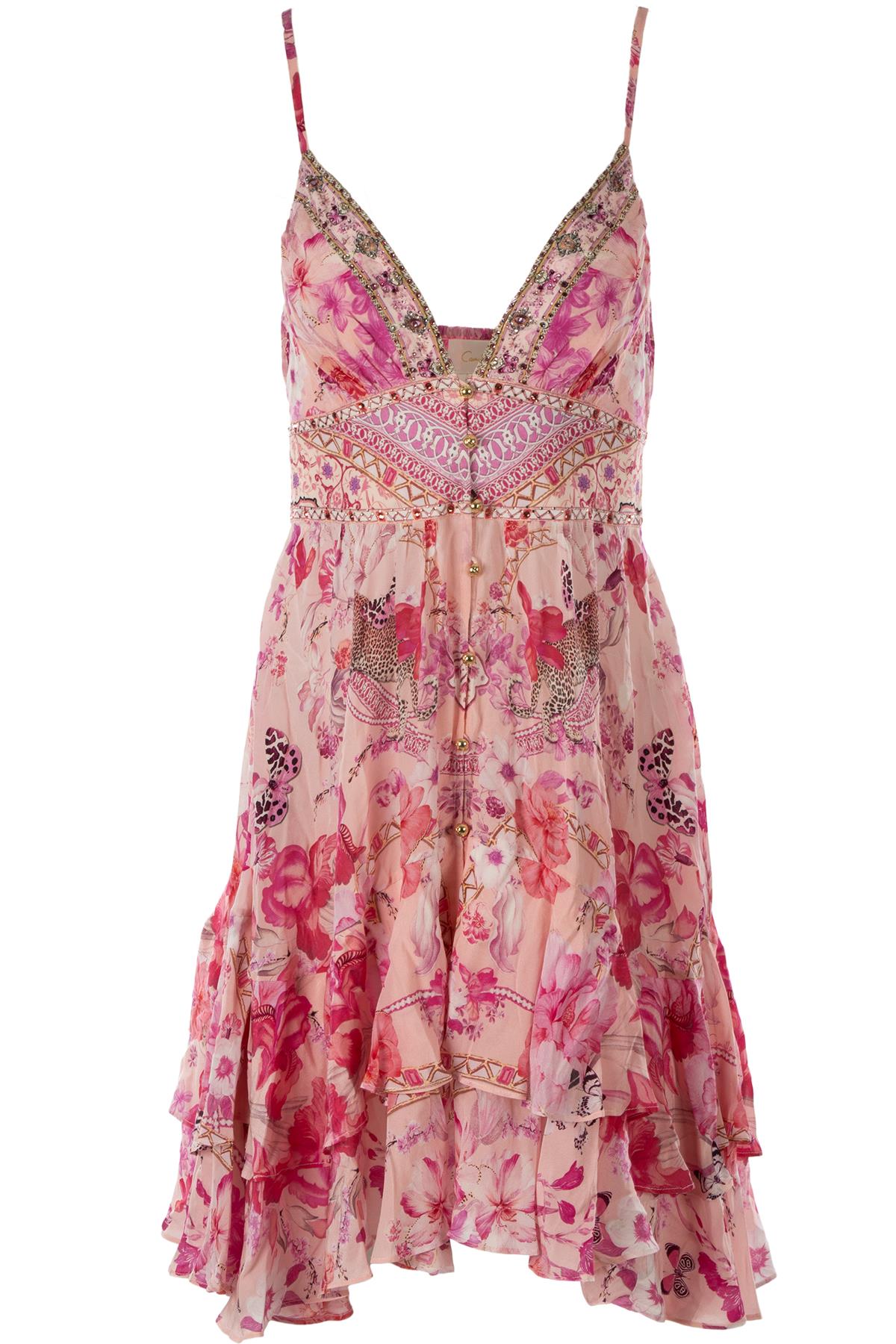 CAMILLA PINK SILK MIDI DRESS MEDIUM