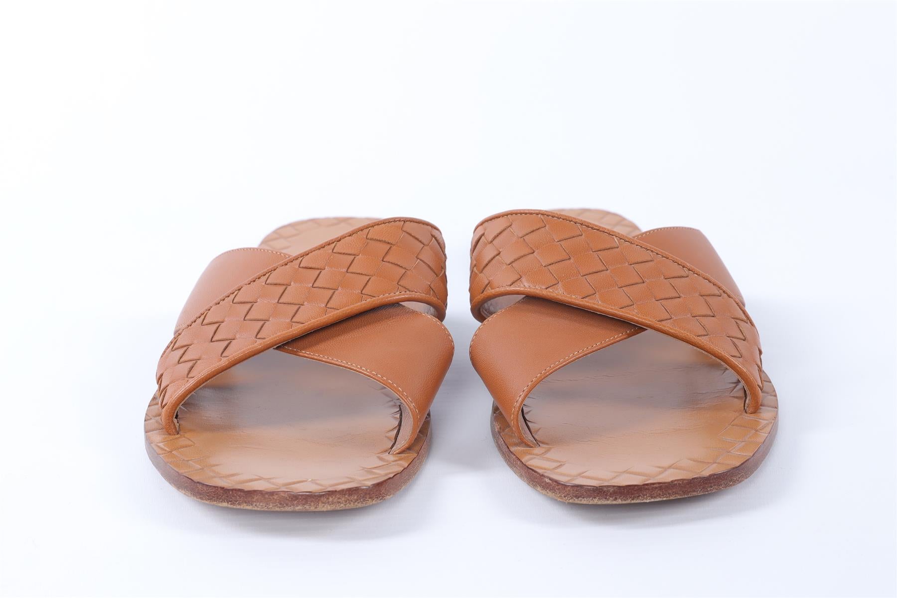 BOTTEGA VENETA BROWN LEATHER SANDALS EU 38 UK 5 US 8