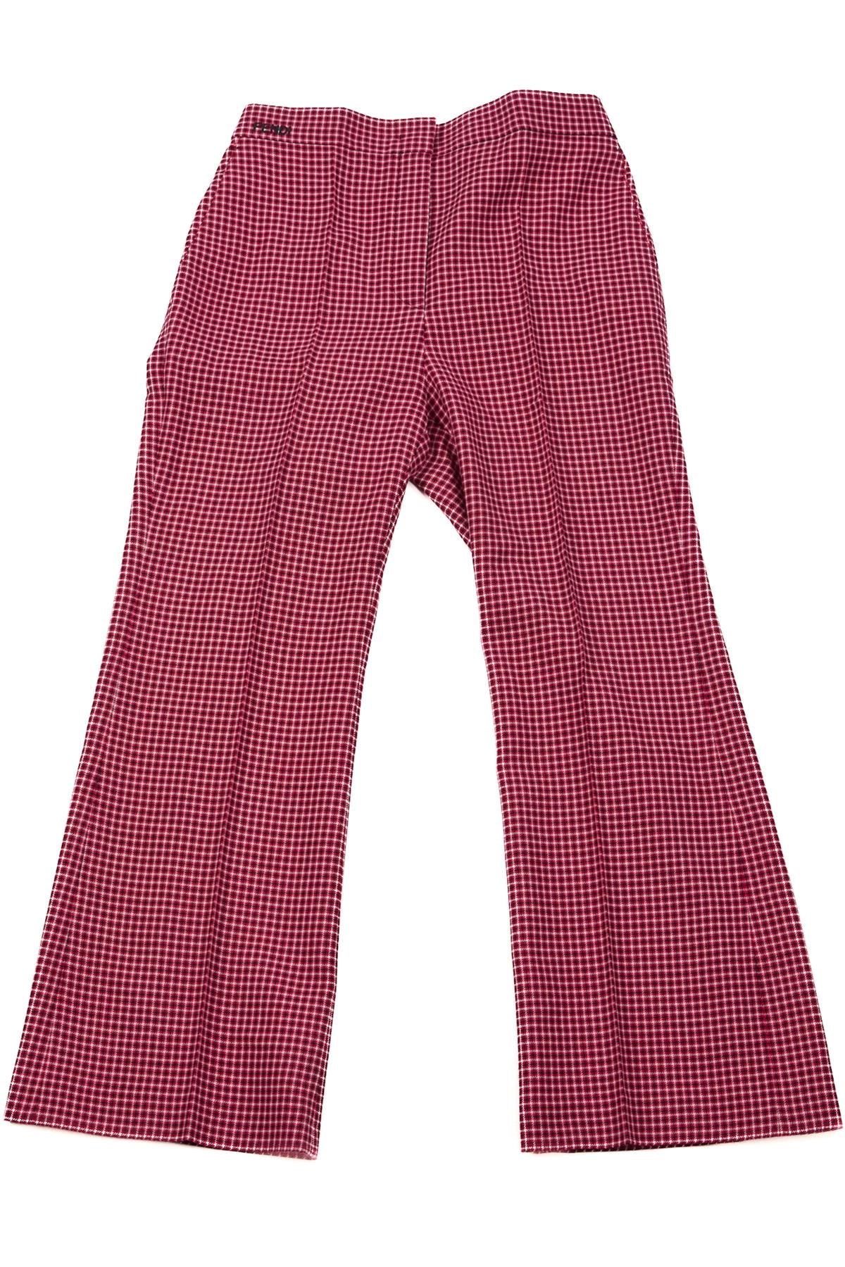 FENDI RED WOOL WIDE LEG PANTS IT 40 UK 8