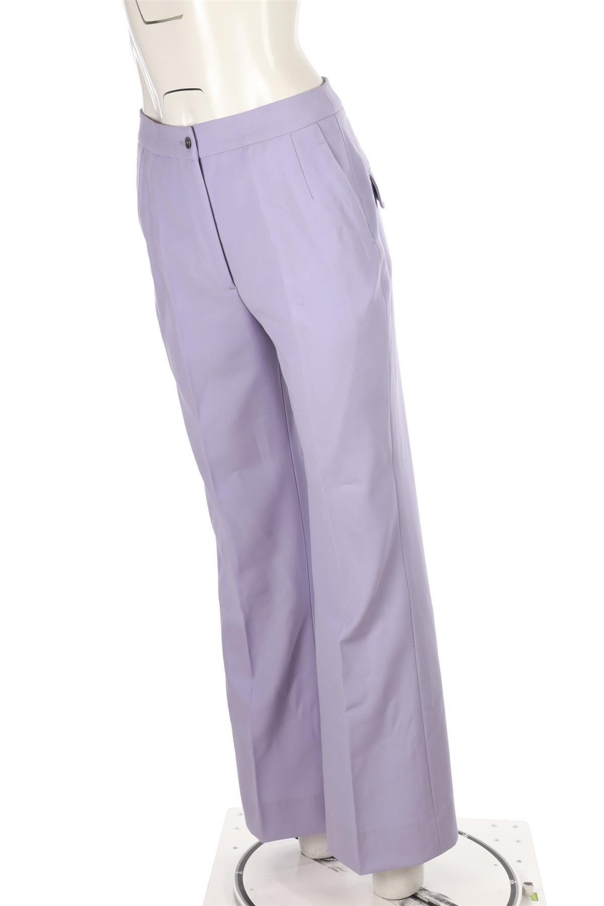 PURPLE WOOL WIDE LEG PANTS
