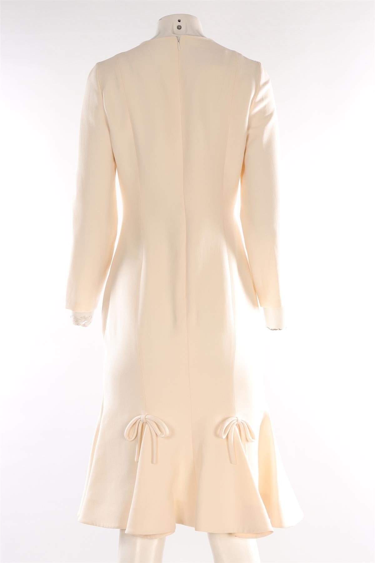 VALENTINO IVORY WOOL MIDI DRESS IT 42 UK 10