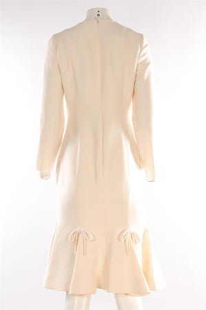 VALENTINO IVORY WOOL MIDI DRESS IT 42 UK 10