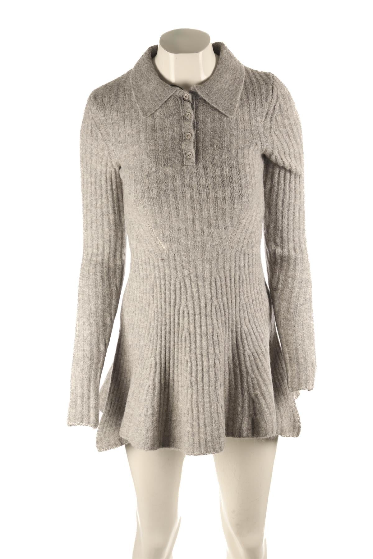 L'ACADEMIE GREY WOOL MINI DRESS MEDIUM